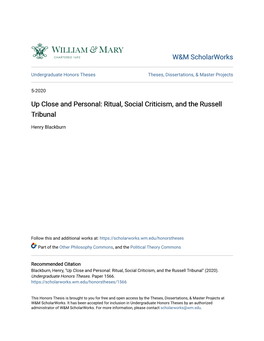 Ritual, Social Criticism, and the Russell Tribunal