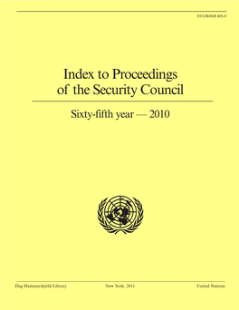 To Proceedings of the Security Council, Sixty-Fifth Year