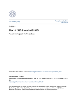 Pennsylvania Bulletin Volume 43 (2013) Repository