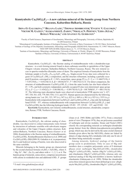 Kumtyubeite Ca5(Sio4)2F2—A New Calcium Mineral of the Humite Group from Northern Caucasus, Kabardino-Balkaria, Russia