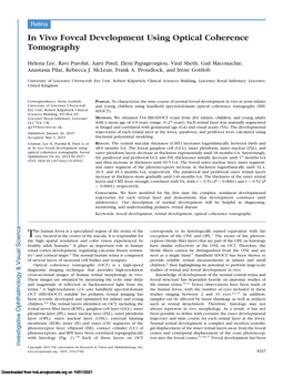 In Vivo Foveal Development Using Optical Coherence Tomography