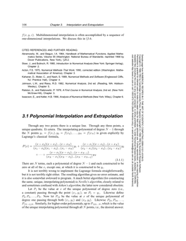 3.1 Polynomial Interpolation and Extrapolation