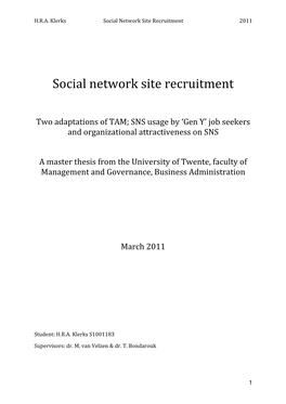 Social Network Site Recruitment 2011