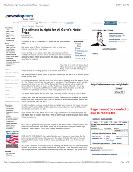 The Climate Is Right for Al Gore's Nobel Prize -- Newsday.Com 3/27/11 4:23 PM