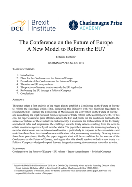 The Conference on the Future of Europe a New Model to Reform the EU?