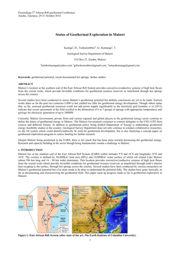 Status of Geothermal Exploration in Malawi