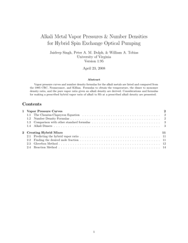 Alkali Metal Vapor Pressures & Number Densities for Hybrid Spin Exchange Optical Pumping