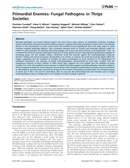 Fungal Pathogens in Thrips Societies