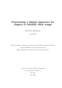 Generating a Digital Signature for Singers to Identify Their Songs