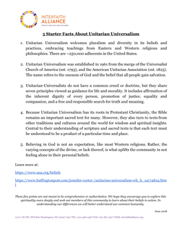 5 Starter Facts About Unitarian Universalism