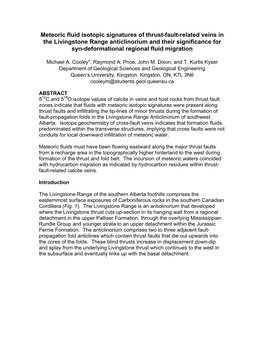 Structural Geology of the Southern Livingstone Range