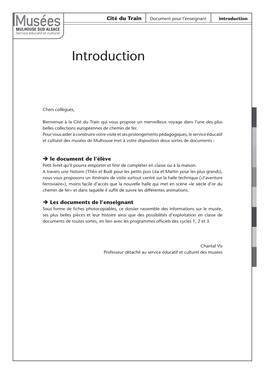 Cité Du Train Document Pour L’Enseignant Introduction