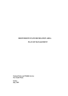 Booti Booti State Conservation Area Plan Of