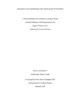 Pukaskwa Pits: Rethinking the Vision Quest Hypothesis