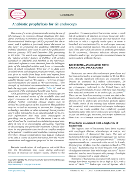 Antibiotic Prophylaxis for GI Endoscopy