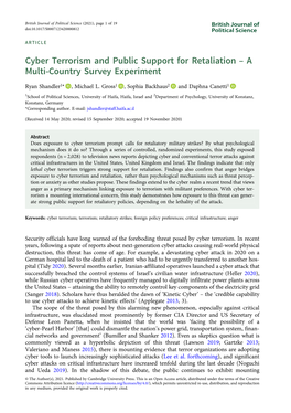 Cyber Terrorism and Public Support for Retaliation – a Multi-Country Survey Experiment