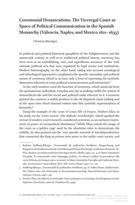 Ceremonial Demarcations. the Viceregal Court As Space of Political Communication in the Spanish Monarchy (Valencia, Naples, and Mexico 1621–1635)