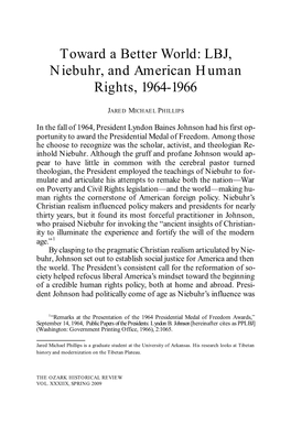 Toward a Better World: LBJ, Niebuhr, and American Human Rights, 1964-1966