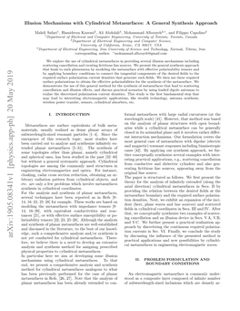 Arxiv:1905.08341V1 [Physics.App-Ph] 20 May 2019 by Discussing the Inﬂuence of the Presented Method in Not Yet Conducted for Cylindrical Metasurfaces