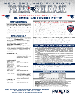 2017 Training Camp Presented by Optum