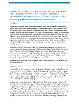 The Renewal of Ancestral House Under Ancestor Worship Ritual Culture: Conservation and Revitalisation of Shichuan’Gou Village Based on Typo-Morphology Theory