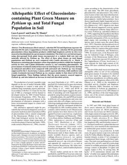 Allelopathic Effect of Glucosinolatecontaining Plant