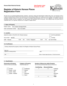 Register of Historic Kansas Places Registration Form