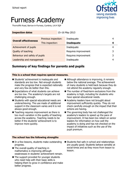 Furness Academy Thorncliffe Road, Barrow-In-Furness, Cumbria, LA14 5QP