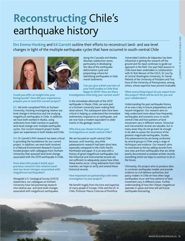 LATE HOLOCENE PALAEOSEISMICITY in SOUTH-CENTRAL CHILE Findings So Far OBJECTIVES Research Has Focused Upon the 2010 and 1960 Rupture Zones