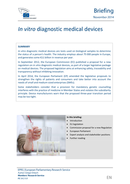 In Vitro Diagnostic Medical Devices