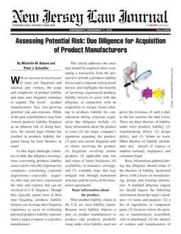 Assessing Potential Risk: Due Diligence for Acquisition of Product Manufacturers