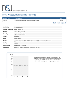FSTL3 Antibody / Follistatin-Like 3 (R31015)