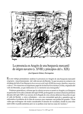 La Presencia En Aragón De Una Burguesía Mercantil De Origen Navarro (S