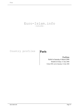 Euro-Islam.Info -- Country Profiles
