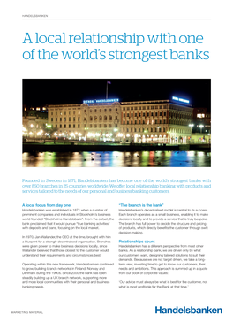 A Local Relationship with One of the World's Strongest Banks