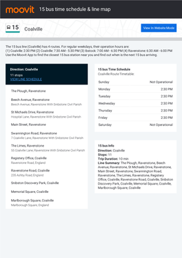 15 Bus Time Schedule & Line Route