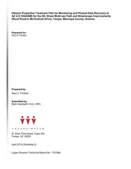 Historic Properties Treatment Plan for Monitoring and Phased Data