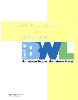 RULES and REGULATIONS for STEAM SERVICE