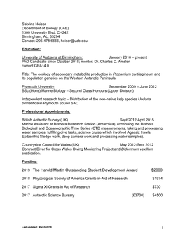 2019 the Harold Martin Outstanding Student Development Award $2000