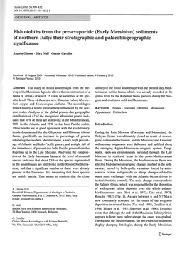 Fish Otoliths from the Pre-Evaporitic Early Messinian of Northern Italy: Their Stratigraphic and Palaeobiogeographic Significance