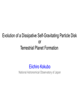Evolution of a Dissipative Self-Gravitating Particle Disk Or Terrestrial Planet Formation Eiichiro Kokubo