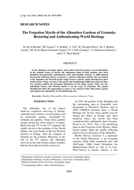 The Forgotten Myrtle of the Alhambra Gardens of Granada: Restoring and Authenticating World Heritage