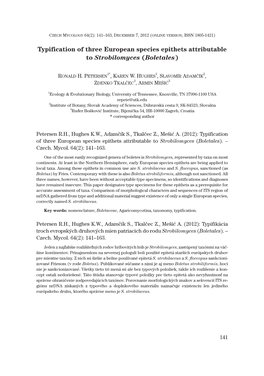 Typification of Three European Species Epithets Attributable to Strobilomyces (Boletales)