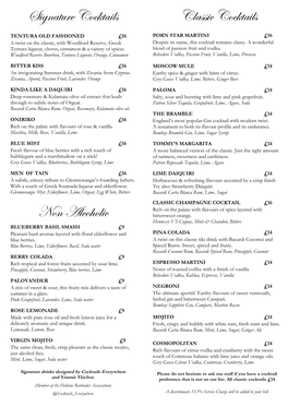 Cocktails List