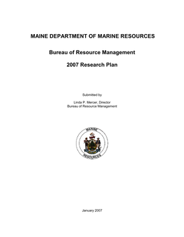 MAINE DEPARTMENT of MARINE RESOURCES Bureau of Resource