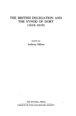 The British Delegation and the Synod of Dort (1618-1619)