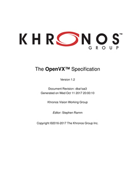 The Openvx™ Specification