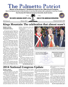 Kings Mountain: the Celebration That Almost Wasn't 2014 National