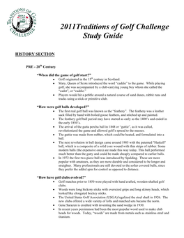 2011Traditions of Golf Challenge Study Guide