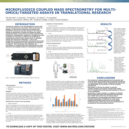 Microfluidics Coupled Mass Spectrometry for Multi- Omics/Targeted Assays in Translational Research